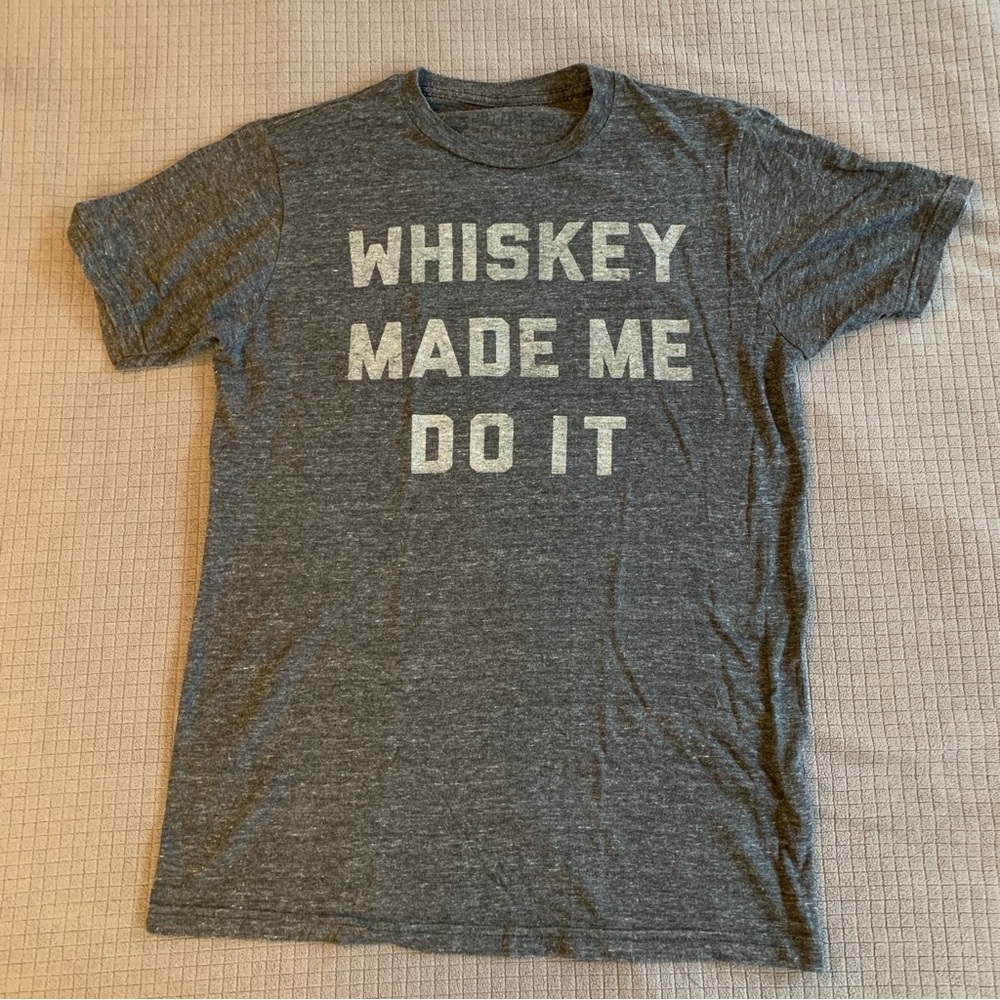 Heather Gray Whiskey Alcohol Funny Bachelor Fraternity T-Shirt size M